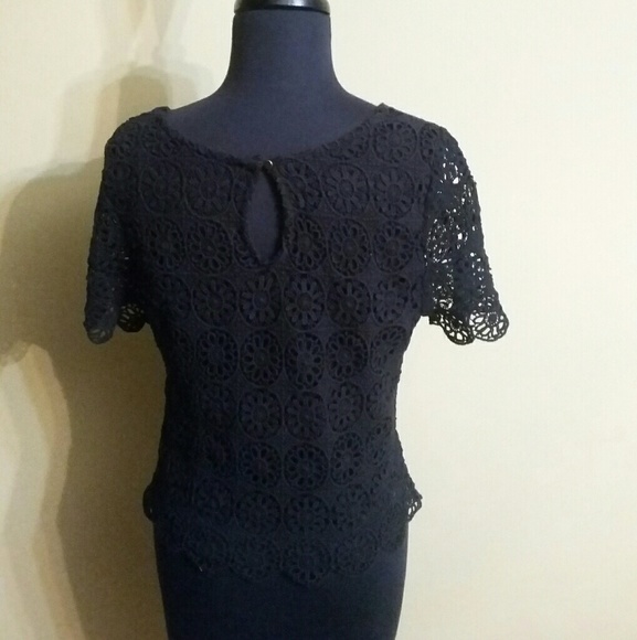 Bar III Black Lace Top - Picture 2 of 6