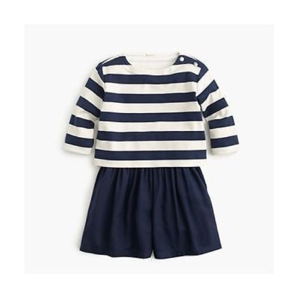 Navy Blue and White Stripped Romper