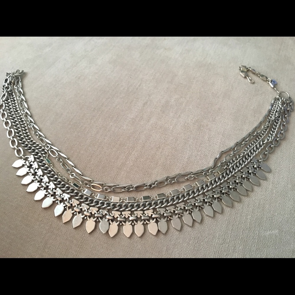 Stella and Dot multi layer silver necklace