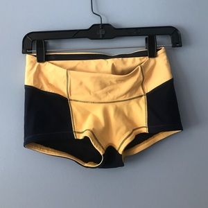 Navy blue and yellow spandex