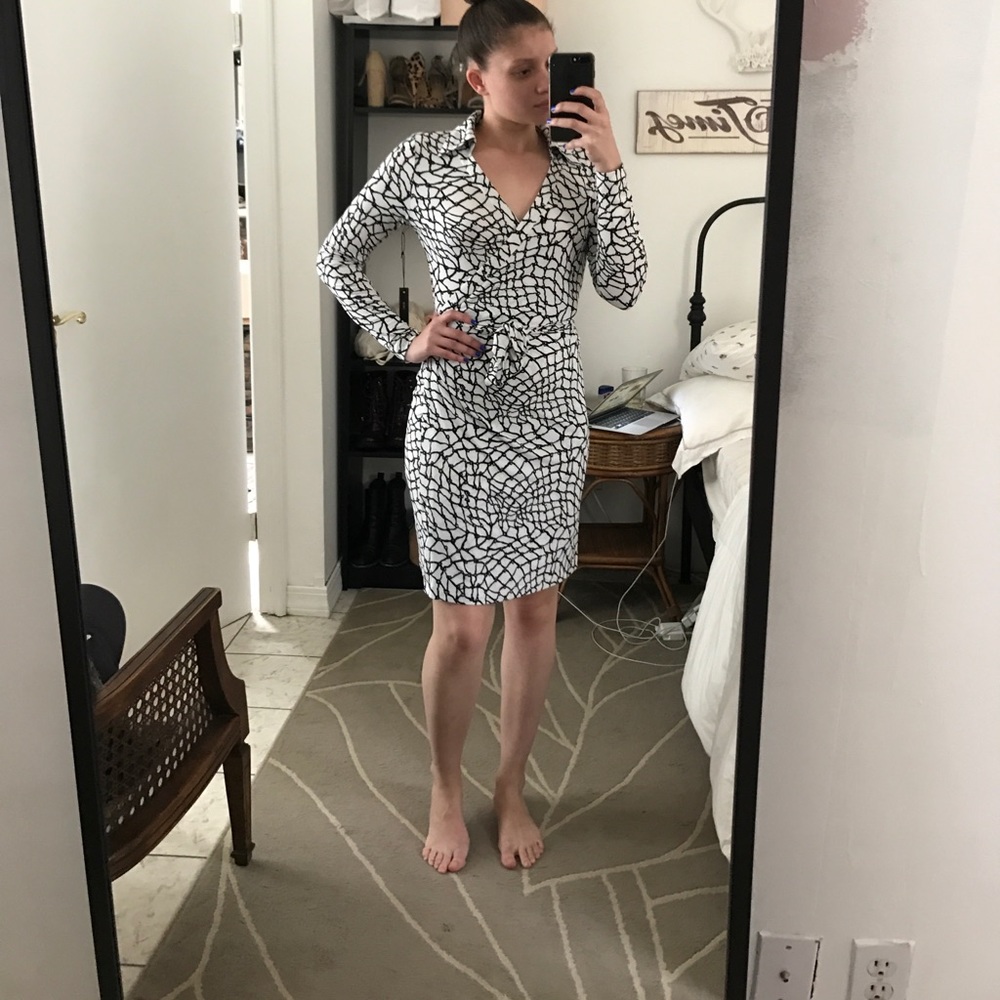 BCBG Max Azria Black and White Wrap Dress