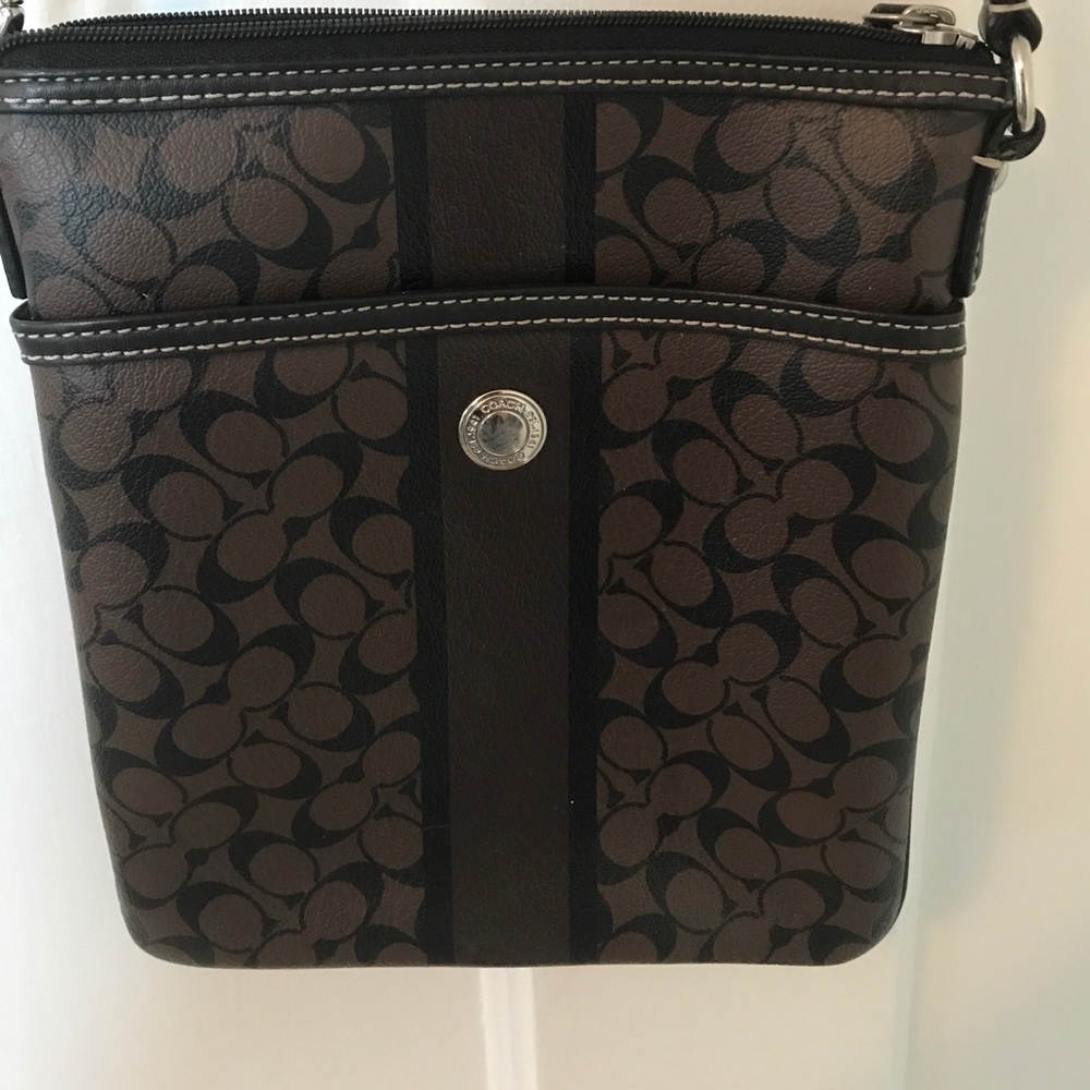 Coach Brown/Black Leather Crossbody Bag