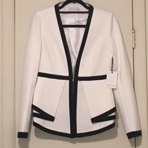 NWT Stunning White with Black Trim Blazer