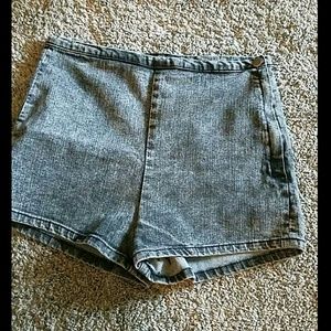 grayish black washed out look high waisted shorts