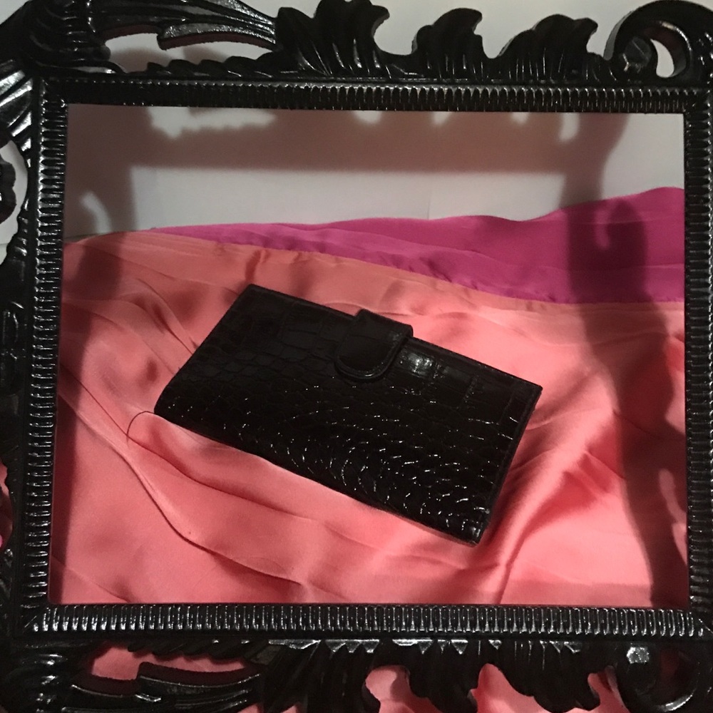 Black wallet croc skin
