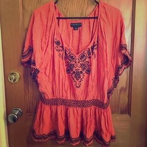 Forever 21 + Embroidered Peasant Top