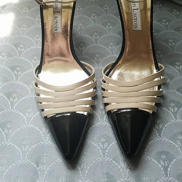 Christian Lacroix Black and Cream heels. Size 9 - Picture 2 of 8