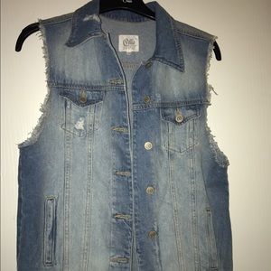 Denim Arm Cut Off Vest