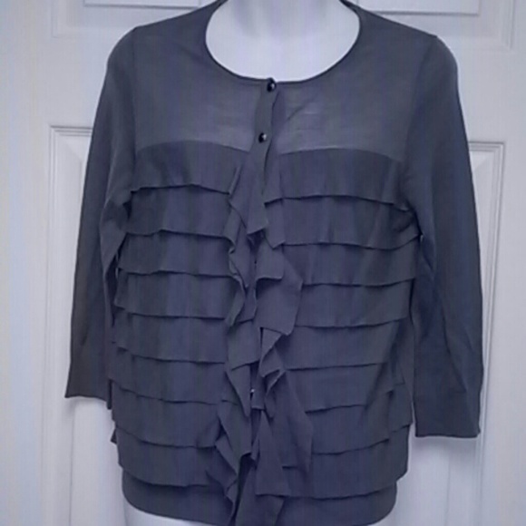 NWOT Ann Taylor Grey Button down Cardigan - Picture 2 of 3