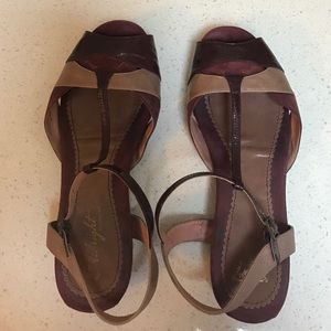 Anthropologie Strappy Patent & Suede Flats