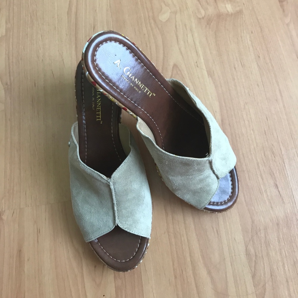 SALE!!! Hand Painted A Giannetti slide wedges 8.5