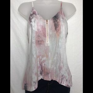 silence + noise Pink Tank Top Abstract Pattern XS