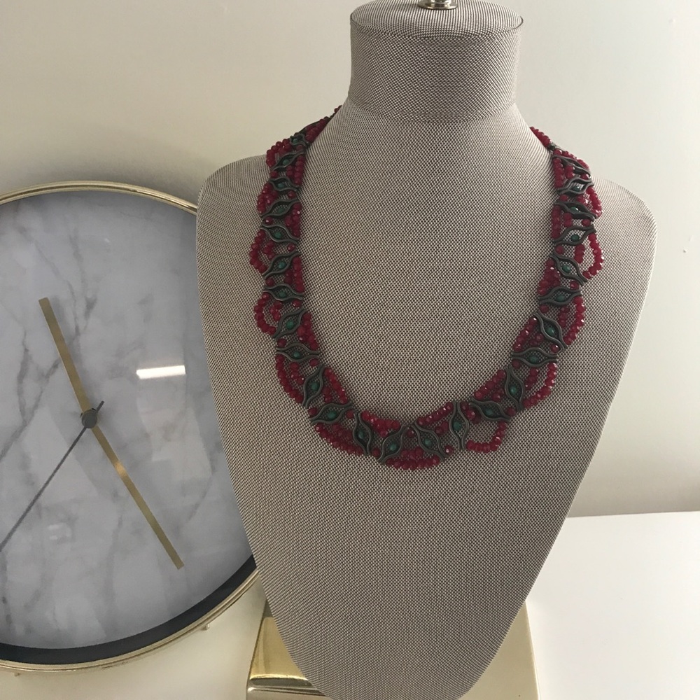 NEW!!! Red and green Lily necklace