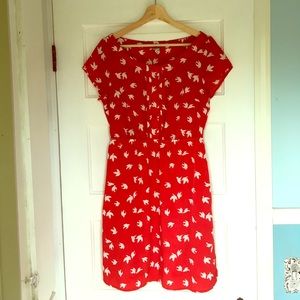 Sweet Red Dress with Birds
