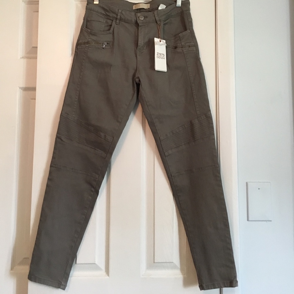 Zara Green Utility Stretch Jeans