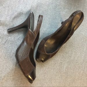 Vintage Joan & David Brown Sling Back Heels