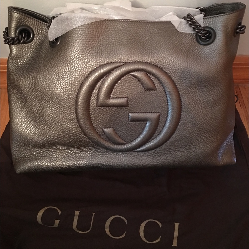 SOLD 🅿️🅿️Gucci Soho Double Chain Pewter NWT
