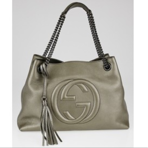 SOLD 🅿️🅿️Gucci Soho Double Chain Pewter NWT - Picture 2 of 6