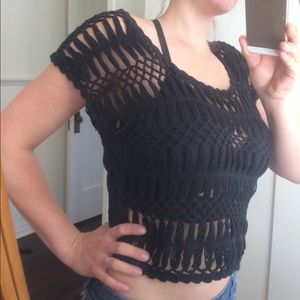 American Rag black macrame crop top