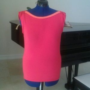 Tahari Bright Pink and Bright Orange Modal Top