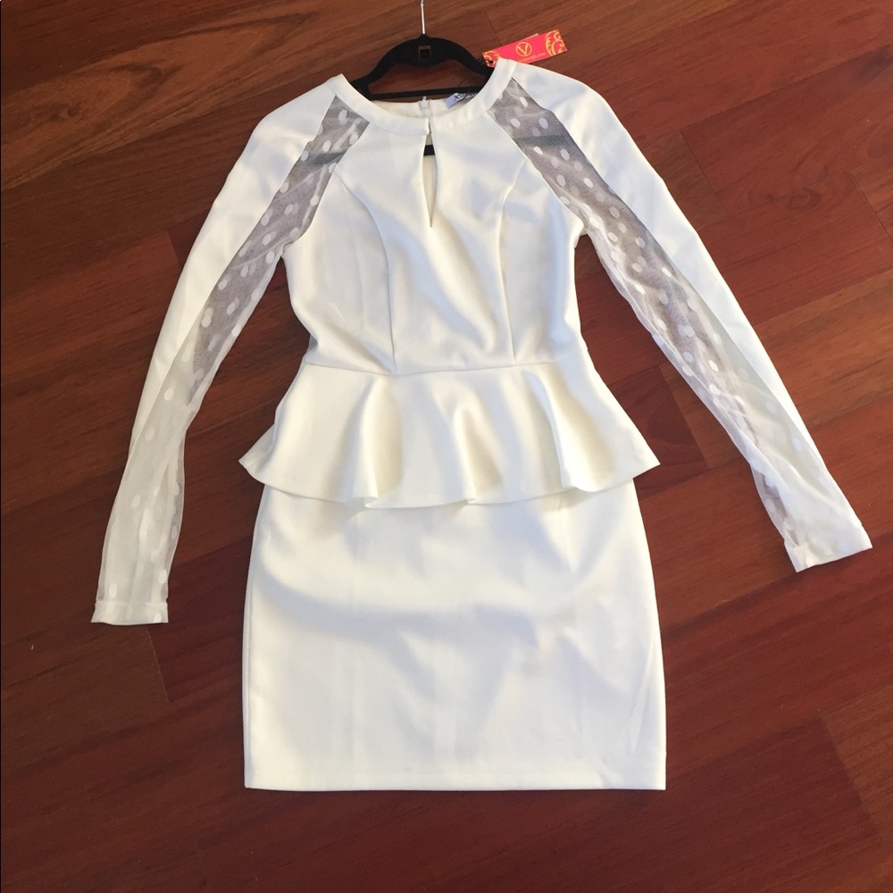 White long sleeve with mesh dress