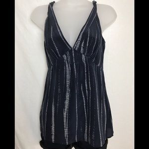 Banana Republic Striped Dark & Light Gray Tank Top