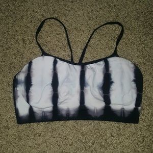 Black, gray and white tie dye sports bra - Large