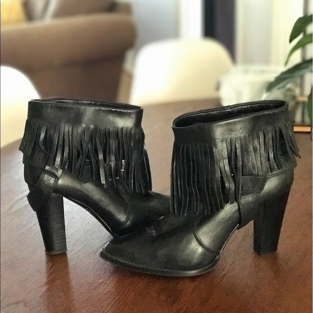 Zara black fringe booties. Size 10