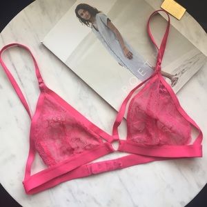 Hot Pink Lace Triangle Bralette