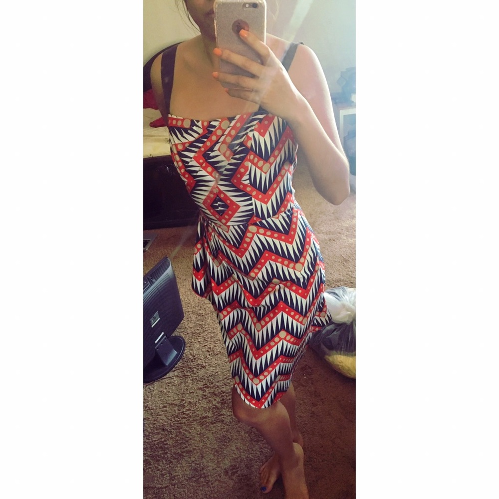 Milly of New York red white and blue chevron dress