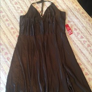 24W Silky Polka Dot Halter Dress