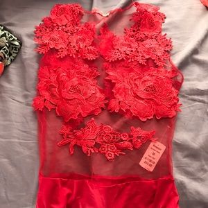 Lace red body suit New