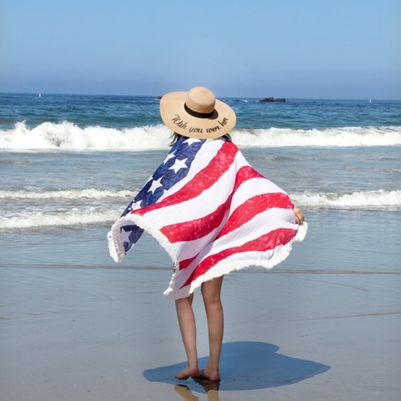 Last 1!American flag round beach throw wrap sarong - Picture 2 of 8