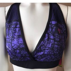 NWT ZUMBA purple black sports bra large
