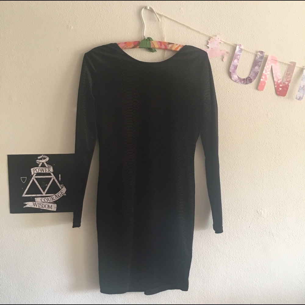 NWOT Snakeskin Textured Black Dress