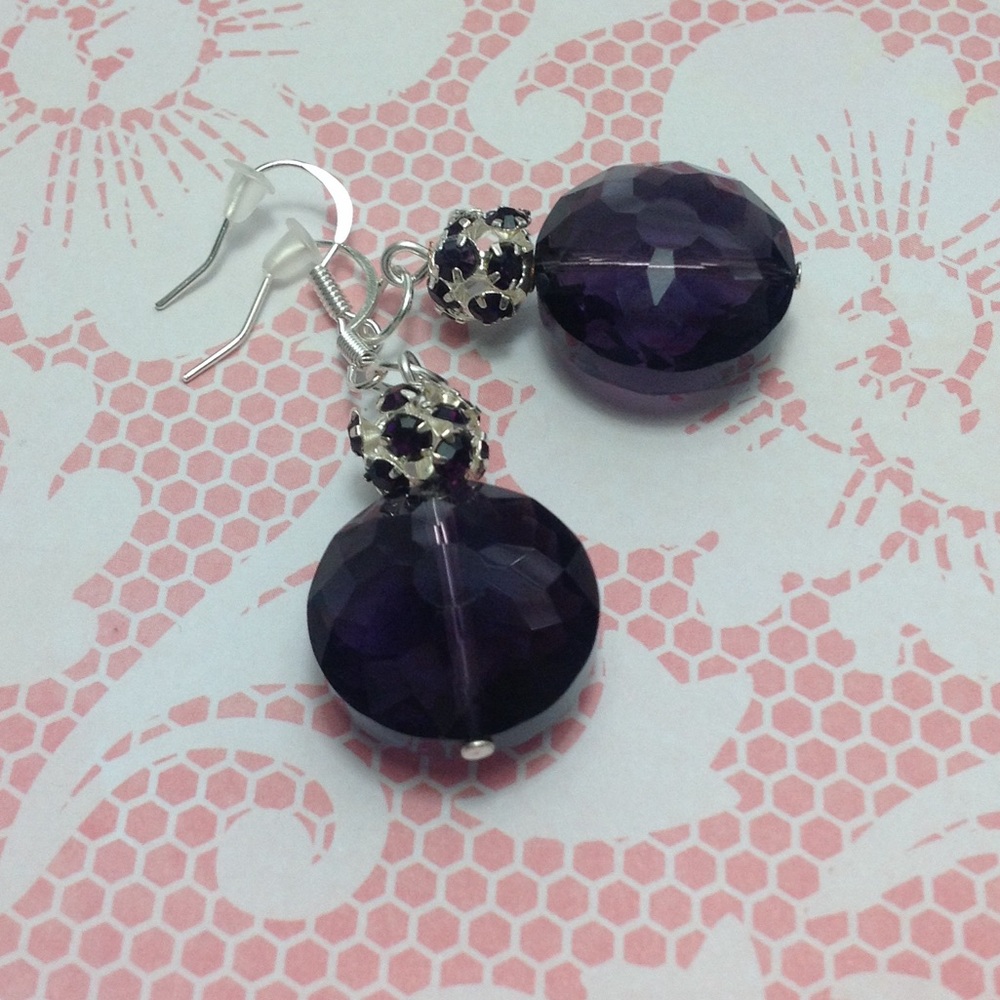 Purple Glass Bead Earrings