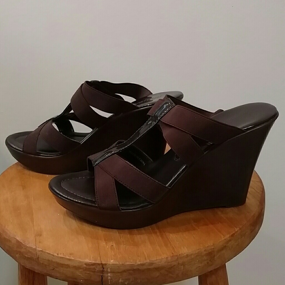 Brown wedge sandals