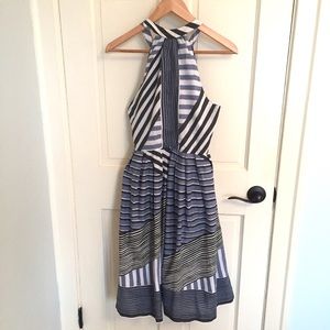 Viola Anthropologie slate blue printed dress