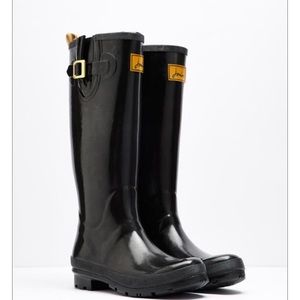Joules Glossy Black Wellies Rainboots NWT