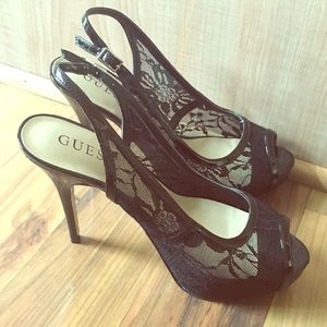 Guess Black Lace Heels