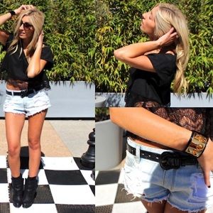 Minkpink black lace crop top xs