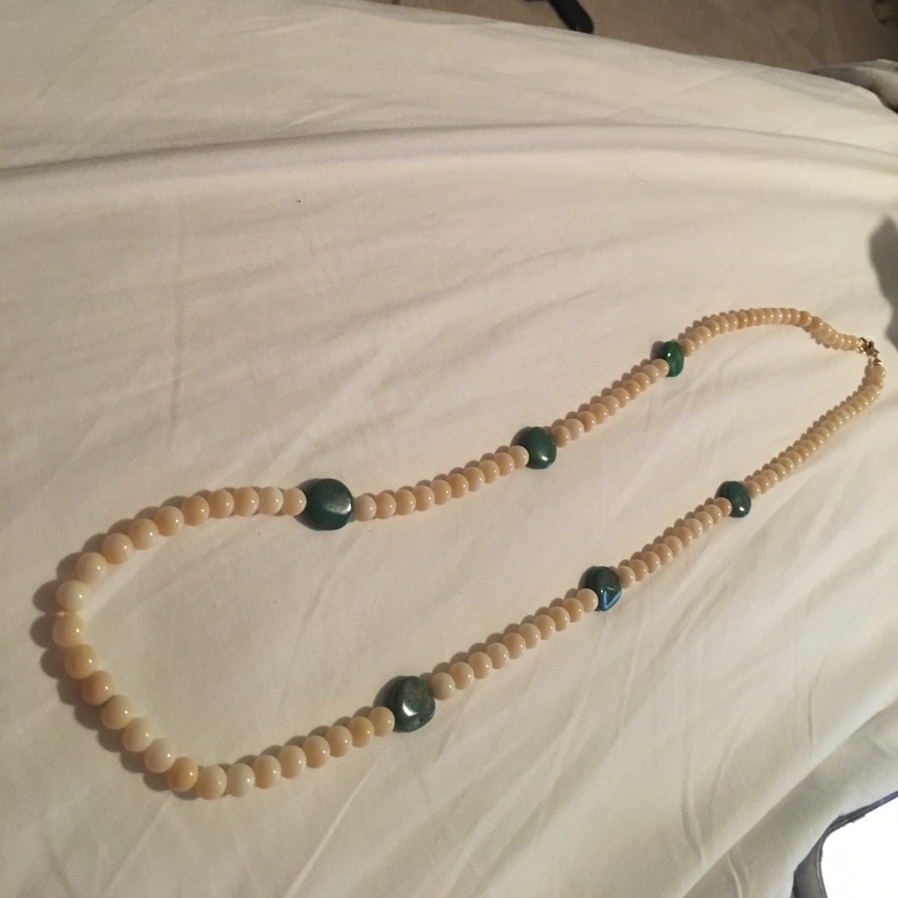 super cute cream and green stone necklace!