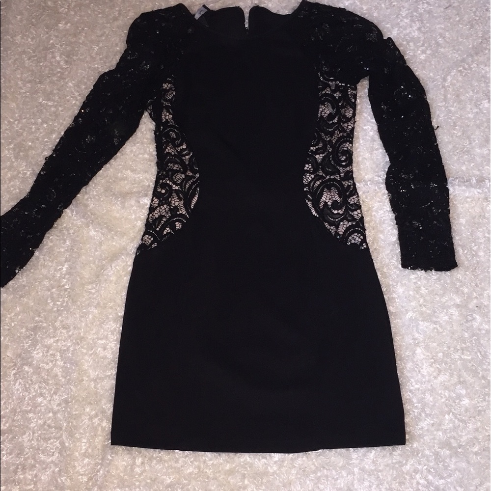 Black and nude cocktail dress
