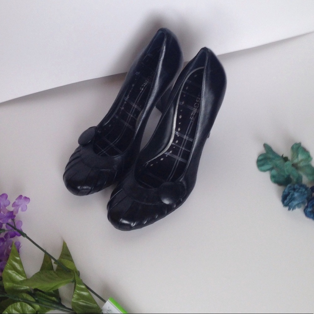 Vintage Black Button Heels