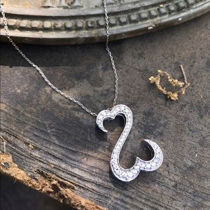 Open Hearts Necklace 1/4 ct tw Diamonds 14k WhtGld