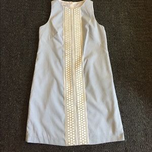 Adorable seersucker blue and white dress