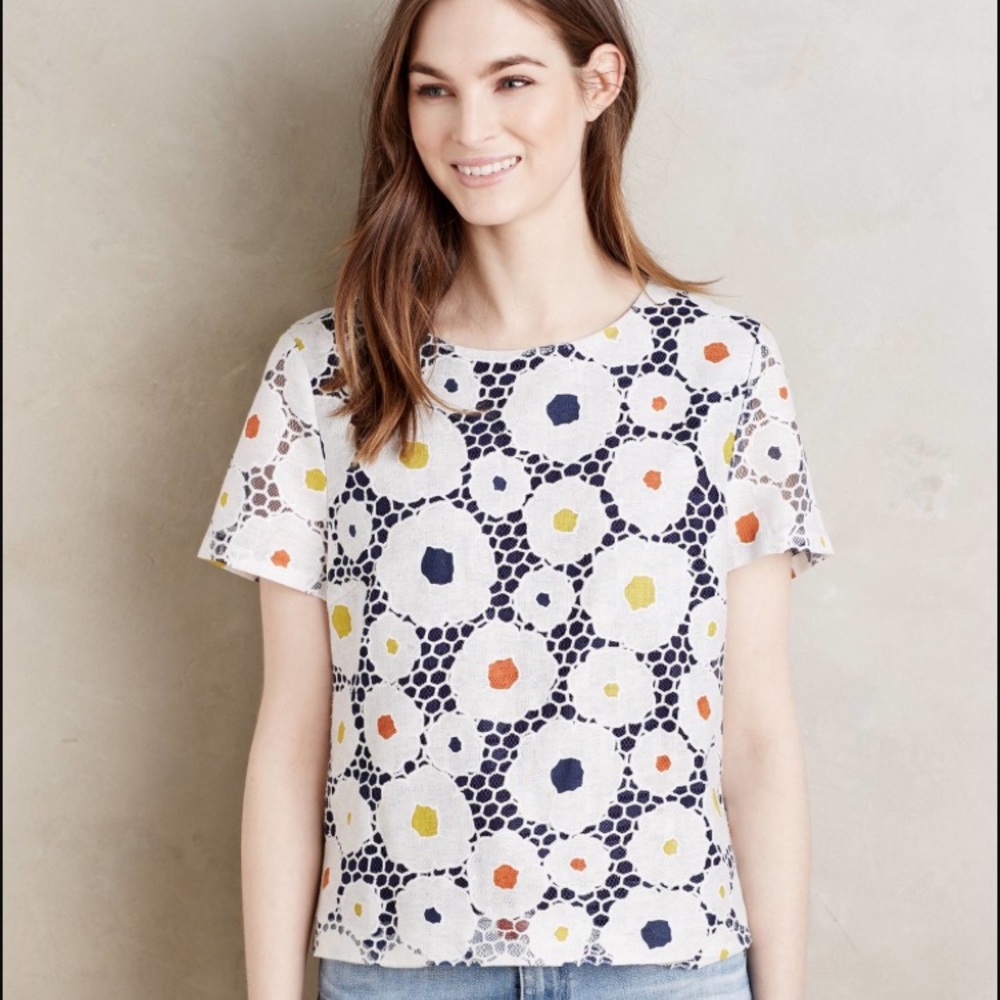 Anthropologie Daisy Dot Midi Top by Harlyn size XL