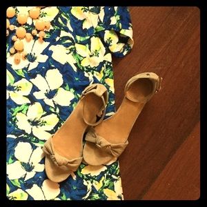 J. Crew Suede Demi Wedge Sandal With Top Knot