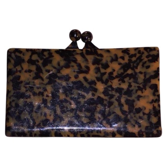 NWT Tory Burch leather & french resin CLUTCH $425 - Picture 1 of 8