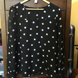 J. Crew Factory polka dot black blouse Size small